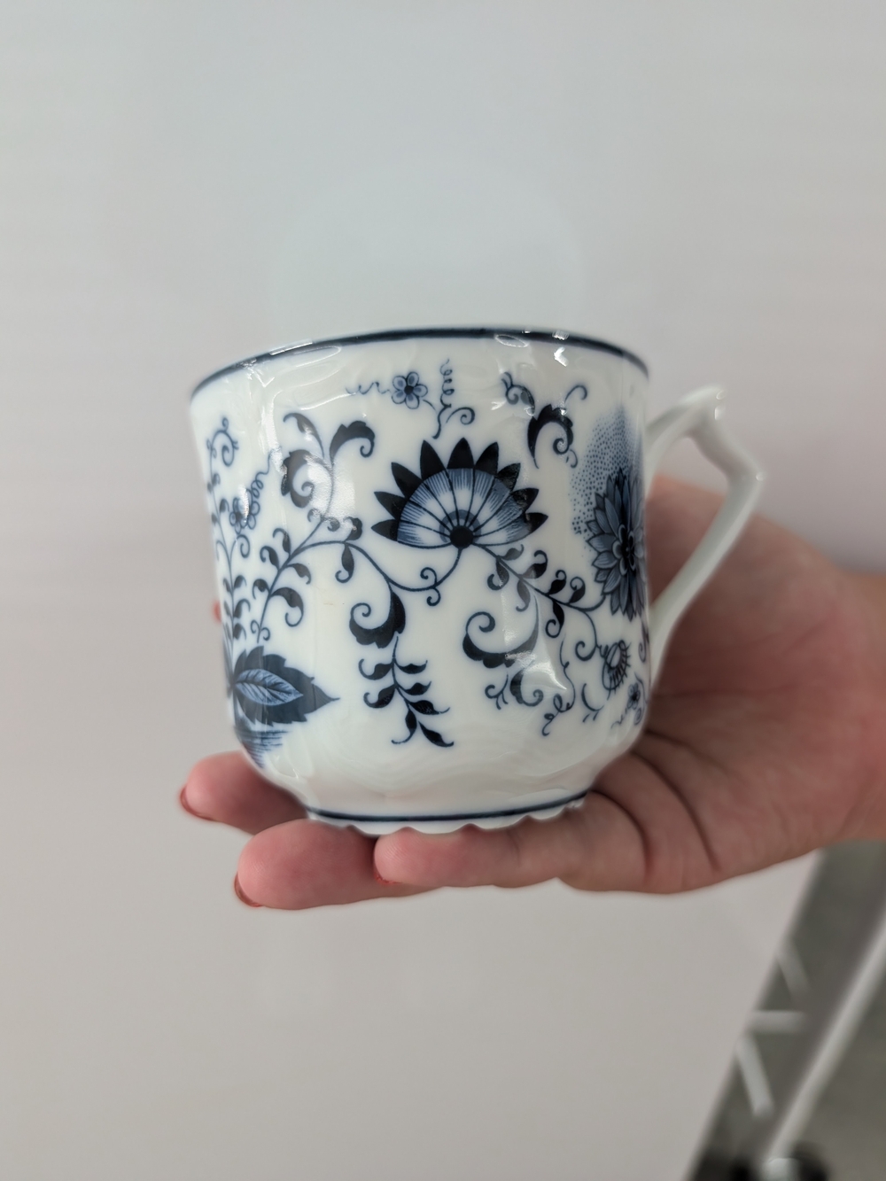 Hand-Painted Blue Floral Ceramic Mug by